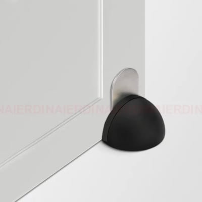 CHPN - Deurstopper - Zwart - RVS - Deurbuffer - Voor binnen - Zelfklevend - Deurklem - 4,5/2,5CM - 2 stuks - Inclusief bevestigingsmateriaal - Deur tegenhouder - Kapotte muren - Deur tegenhouden
