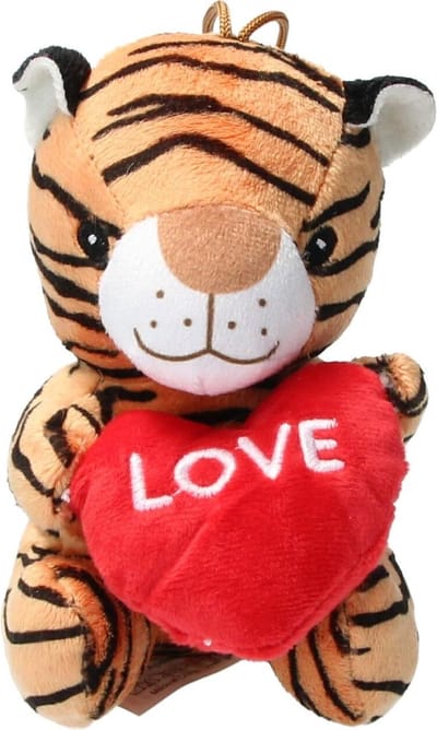 Pluche Knuffel beertje Tijger met Hart Love - Valentijnsdag Moederdag cadeau - 15cm