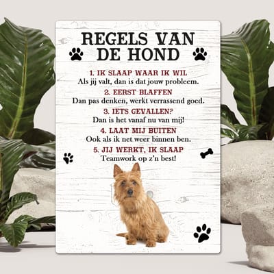 Spreuken - Australische Terriër - Regels Van De Hond - Spreuken Bordjes - Spreukenbord - Tekstborden - Cadeau - Hondenras
