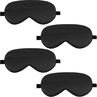 Slaapmaskers Zijde - Oogmasker Nacht - Ontspannen Slapen - Zacht Ademend Materiaal - 4 Stuks - Zwart