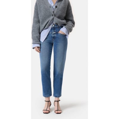 Closed Pedal Pusher Mid Blue Maat: W24L32 | Straight Broeken Outlet | Dames | Blauw