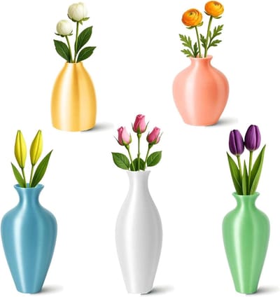 Mini-vaasmagneten voor koelkast - set van 5, bloempotmagneten voor koelkastdecoratie, geschikt voor plantenliefhebbers