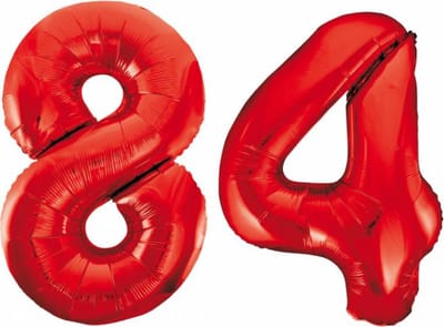 Folieballon 84 jaar rood 86cm
