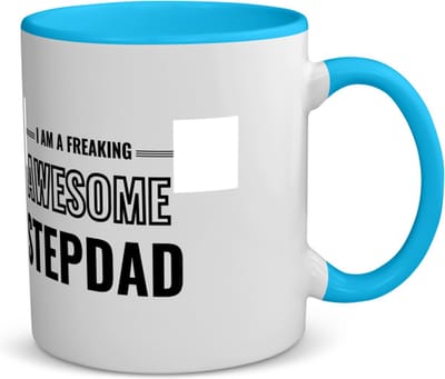 Akyol - i am a freaking awesome stepdad koffiemok - theemok - blauw - Papa - de meest geweldigste stiefvader - vader cadeautjes - vaderdag - verjaardagscadeau - verjaardag - cadeau - geschenk - kado - gift - vader artikelen - 350 ML inhoud