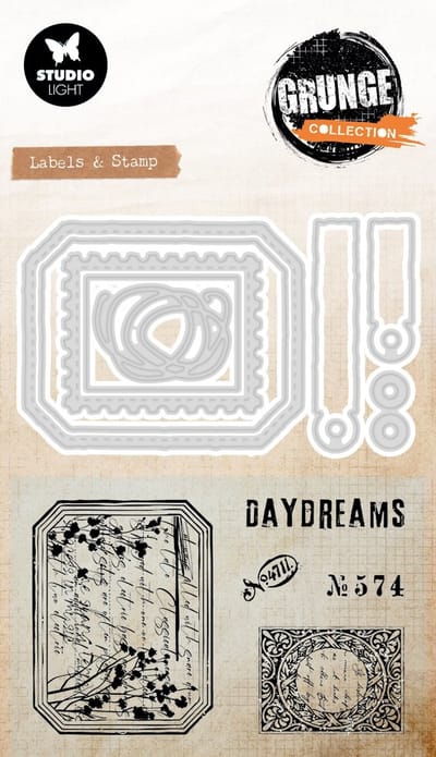Stamp & cutting die Label & stamp - Grunge collection nr. 100