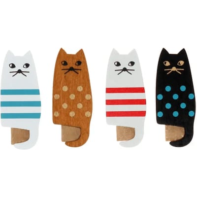 Mini houten knijper Rex London Cats (x4)