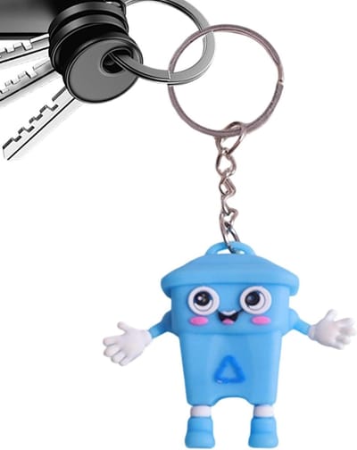 Sleutelhanger - Prullenbak Charm - Decoratie Tas - Uniek Ontwerp - 18g Gewicht - Grijs