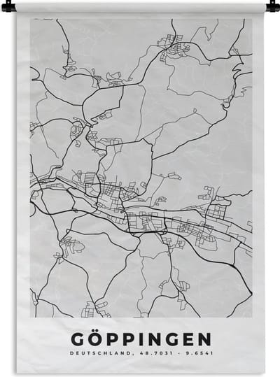 Wandkleed - Wanddoek - Göppingen - Kaart - Stadskaart - Plattegrond - Duitsland - 120x180 cm - Wandtapijt