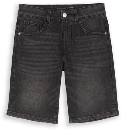 Tom Tailor - JIM BERMUDA jeansshort met stretch - Maat 128 - used dark stone grey denim