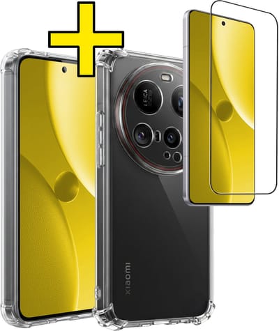 Hoesje - Met Screenprotector - Geschikt voor Xiaomi 15 Ultra - Sterk & Shockproof - Siliconen Case - Back Cover - Telefoon Hoes - Shock Proof - Telefoonhoesjes - Transparant