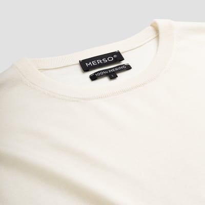 MERSO Crew Neck – Merino Trui – 100% Merino Wol – Seashell White