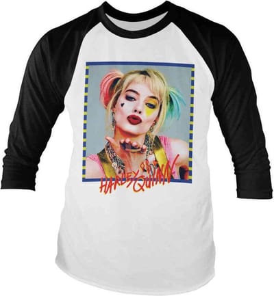 DC Comics Harley Quinn Raglan top -S- Birds Of Prey - Kiss Wit/Zwart
