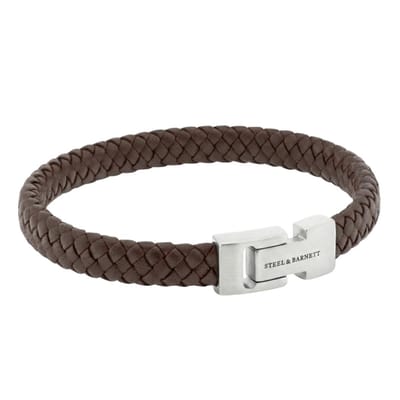 STEEL & BARNETT - Leren Armband Heren - Archie - Bruin - Maat S