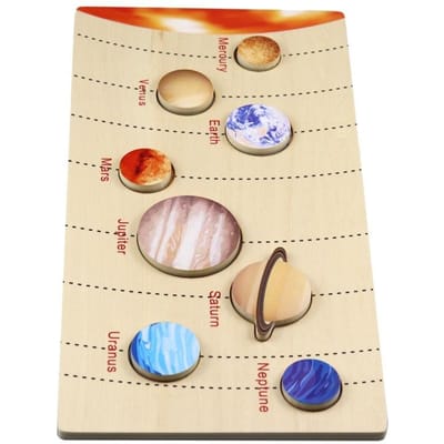 Houten Planeet Puzzels Parochie Leren Montessori Speelgoed Kinderen Maancyclus Verandering Cognitieve Wereldkaart Matching Spel Voor 3-6 Jaar beige