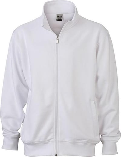James and Nicholson Unisex Workwear Sweat Jacket (Wit)