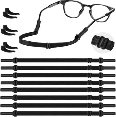 Verstelbare Brilriem voor Kinderen, 8 Stuks, Antislip Sportbrilriem met Oorhaakjes voor Zonnebrillen en Eyewear, Ideaal voor Actieve Kinderen en Volwassenen