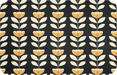 Badmat 80x50 cm - Antislip - Retro - Bloem - Zwart - Okergeel - Badmatten voor badkamer - Badkamermat - Douchemat - Badkamer mat