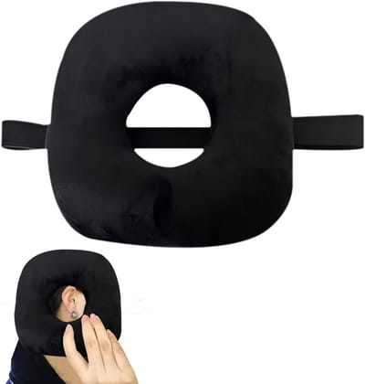 Universeel Oor Piercing Kussen voor Slaapcomfort, Donut Kussen met Gat voor Oorpijnverlichting, 12x12x3.5 inch (Zwart)
