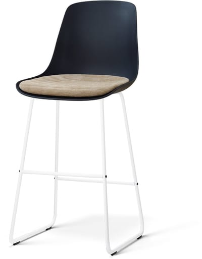 Nolon Nino-Liv barkruk zwart met nougatbruin Zitkussen - wit onderstel - 75 cm