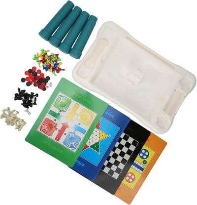 Bordspelset Dubbelzijdig - Familiespellen Kinderen - Educatief Spelen - Draagbaar Tafelontwerp - 50 x 9 cm - Multicolor