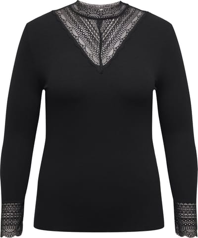 ONLY CARMAKOMA - CARTILDE RIB LACE L/S TOP JRS NOOS - Dames - Tops