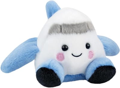 Pluchen Vliegtuig Knuffel - Zacht Speelgoed Vliegtuigje - Knuffelen en Spelen - Gemaakt van Gerecyclede Materialen - 13cm - Wit Blauw