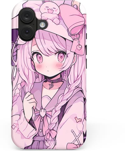 Casetastic hoesje geschikt voor Apple iPhone 16 - MagSafe - Dubbellaagse bescherming - Manga Magie - Fashion Case - Lichtroze Lila Wit