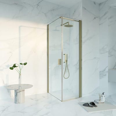 FugaFlow Eccelente Vetro Douchecabine - 60x80x200 - Profiel veiligheidsglas - anti kalk - Geborsteld Messing PVD (Goud)
