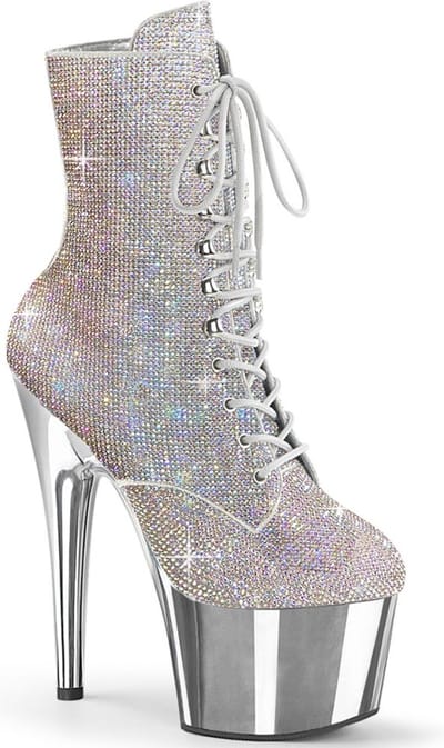 Pleaser - ADORE-1020CHRS Plateau Laarzen - US 7 - 37 Shoes - Zilverkleurig