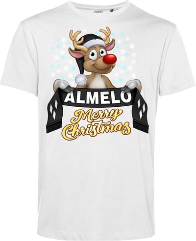 T-shirt Almelo | Foute Kersttrui Dames Heren | Kerstcadeau | Heracles Almelo supporter | Wit | maat XS
