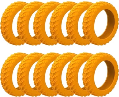 Rubberen wielbescherming voor bagage, geluidsdempend en antislip, set van 24 stuks, geschikt voor 2-2,6 inch wielen, oranje, beschermhoes voor koffers en trolleys