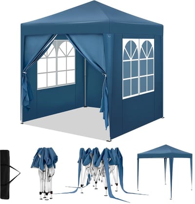 Damenzo - Partytent - Tuinpaviljoen - Tuin tent - Pergola - UV bescherming - Waterdicht - 200x200x240 cm - Inclusief draagtas - Blauw
