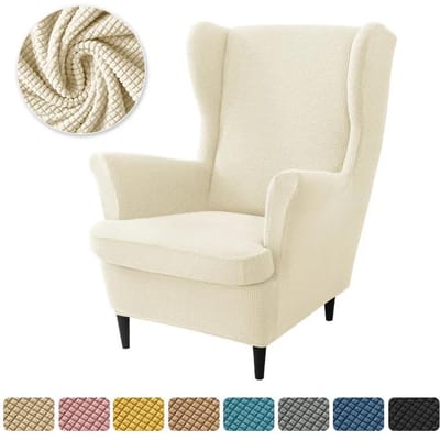 Polar Fleece Stretch Fauteuilhoes Elastische Enkele Wingback Stoelhoezen met Zitkussenhoes Relax Fauteuil Slipcovers