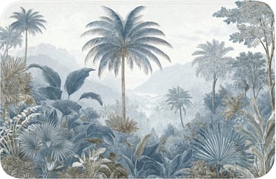 Badmat 60x40 cm - Antislip - Jungle - Modern - Blauw - Groen - Badmatten voor badkamer - Badkamermat - Douchemat - Badkamer mat