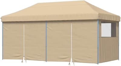 Partytent Inklapbaar - Feesttent Paviljoen - Buitenfeesten Evenementen - Pop-up Snel Opzetten - 580 x 292 cm - Beige