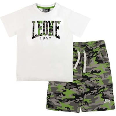 Setjes Leone 1947 Boy Sets T-Shirt + Bermuda Military Fluo