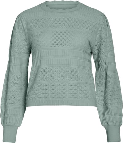 Vila Trui Vimilos L/s O-neck Pointelle Top - 14113507 Blue Surf Dames Maat - XXL
