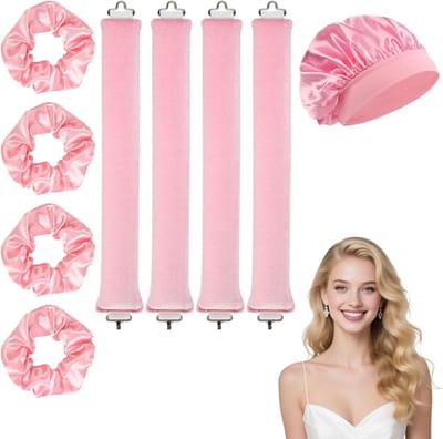 Set van 9 Zachte Haarrollers voor Volume en Krullen zonder Hitte, Ideaal voor Lang en Middellang Haar, Perfecte DIY Oplossing voor Natuurlijke Krullen