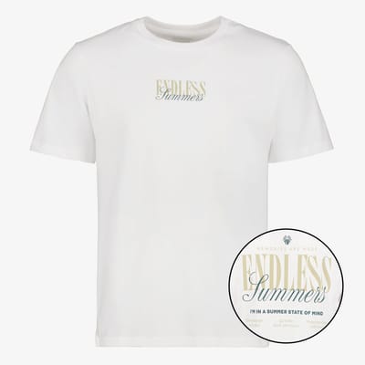 JJ REBEL heren T-shirt met backprint wit - Maat S