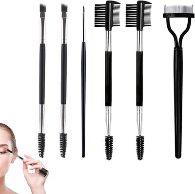Set van 6 Wimperkrullers met Wimperkam, 2-Piece Wimperkam, Detailborstel en Wenkbrauwborstel voor Professionele Oogmake-up