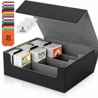 Ultiluxe® Toploaders voor Pokemon kaarten - Verzamelkaarten opbergdoos - 1800+ kaarten - Bescherming van kaarten - Kaartenhouder - Verzamelen van kaarten - Kaarten opbergen - Magnetische klep - Zwart/grijs