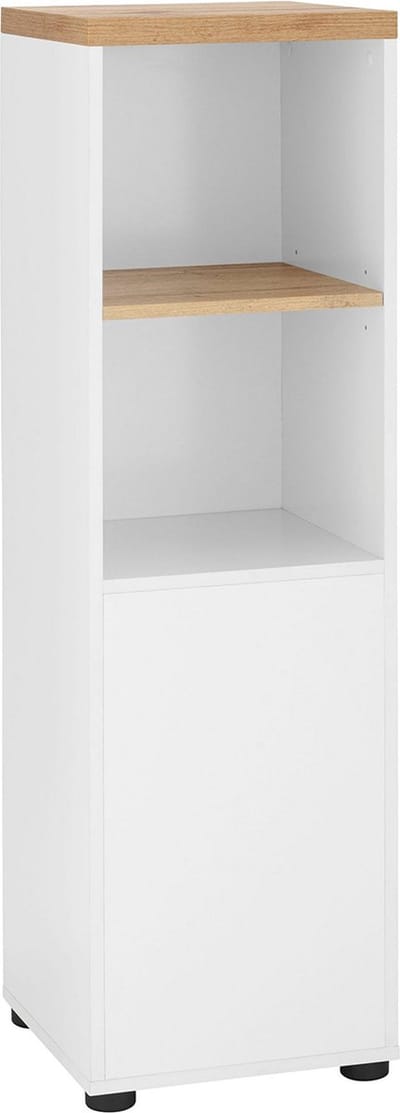Thessa-Kast - 1-deur 1-plank - Wit/Eiken
