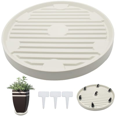 plantenroller, 37-40 cm, Stabiele mobiele bloempotwagen met 7 wielen, 120 kg draagvermogen, voor binnen en buiten, geschikt voor bloempotten en zware planten (beige)