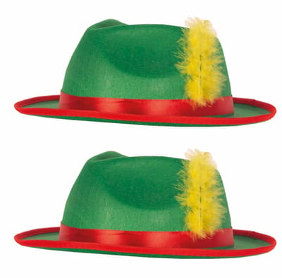 Oktoberfest verkleed hoedjes - 2x - groen - volwassenen - Tiroler bierfeest hoeden - Alpenhoedje/jagershoedje