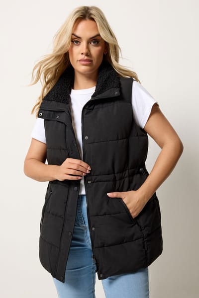 Yours Zwart Gewatteerd Gilet Size 42