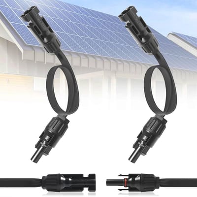 Zonne-energie Kabelverlenging set van 2 - 6 mm² waterdichte PVC kabel 35 cm voor zonnepanelen