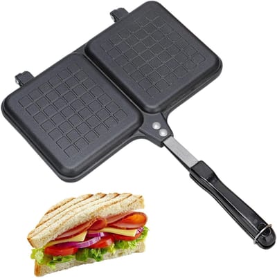 Dubbele Sandwichmaker - Broodrooster Grill - Warme Maaltijden Maken - Anti-aanbaklaag - 36 x 25 cm - Zwart