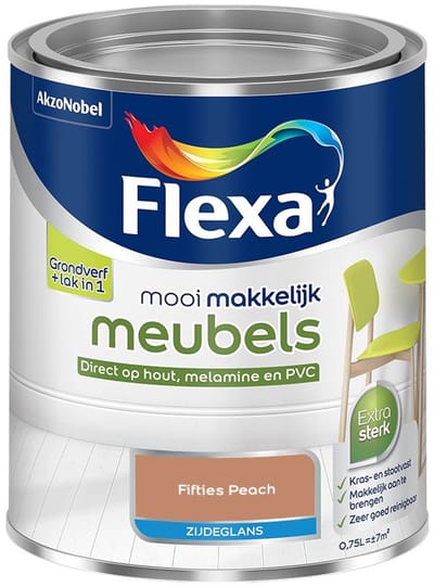 Flexa - Mooi Makkelijk Meubels Zijdeglans - Fifties Peach - Mengverf - 750 Ml