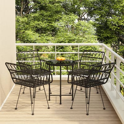 vidaXL - 5-delige - Tuinset - poly - rattan - zwart