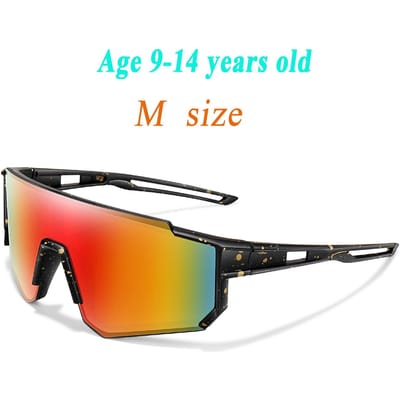 3-14 Jaar Kinderen Baseball Zonnebril Kinderen Jongens Meisjes Maat M Jeugd Fiets UV400 Buitensporten Kamperen MTB Fiets Brillen black
